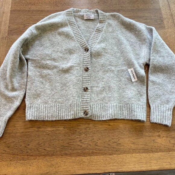 Old Navy Gray LARGE TALL Blend Slouchy Cardigan Sweater Long Sleeve NWT 421 - Picture 1 of 2